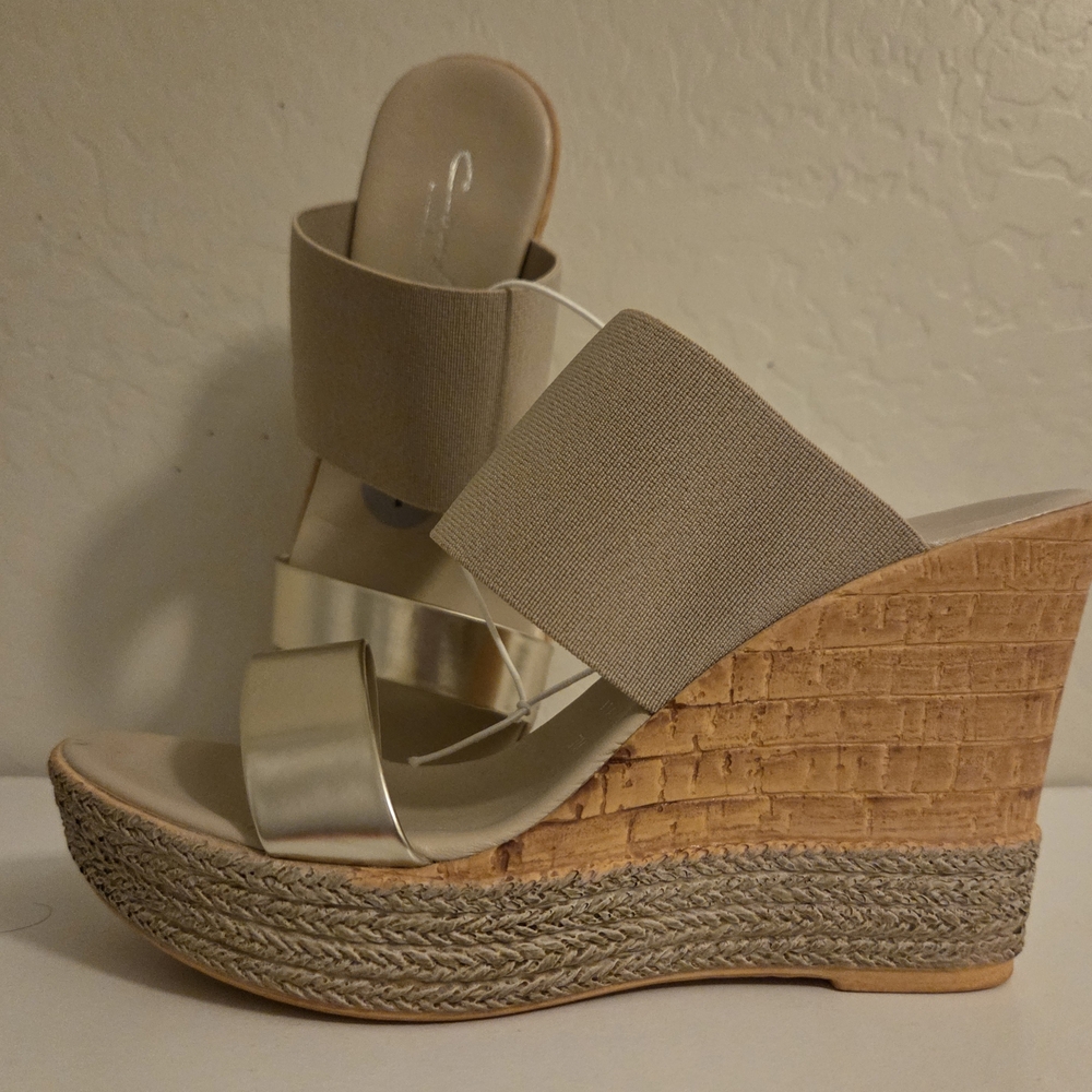 Women's Beige Wedge Sandals